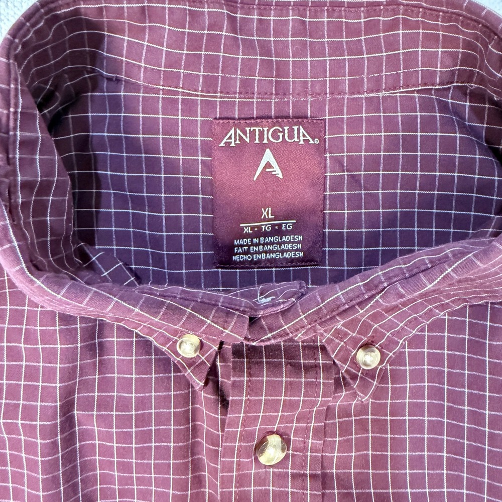 Antigua Texas A&M Aggies Button Down Shirt XL Grid Pattern Maroon - Picture 3 of 5